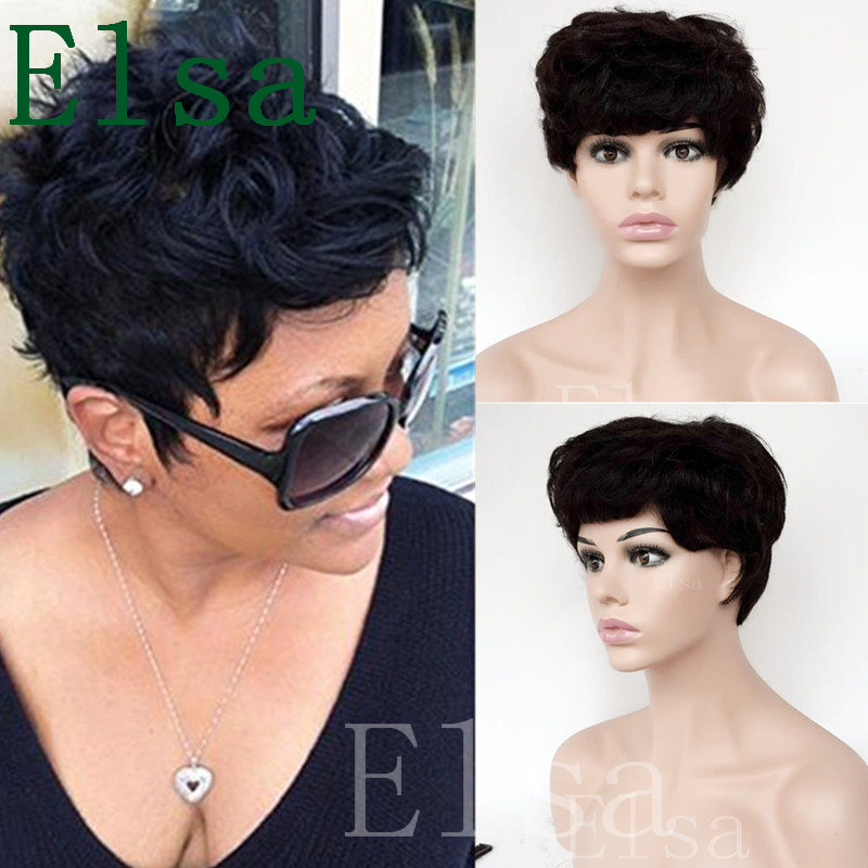 

Short Curly wigs for Black women full lace Brazilian Pixie Cut Indian Human hair Machine made wig