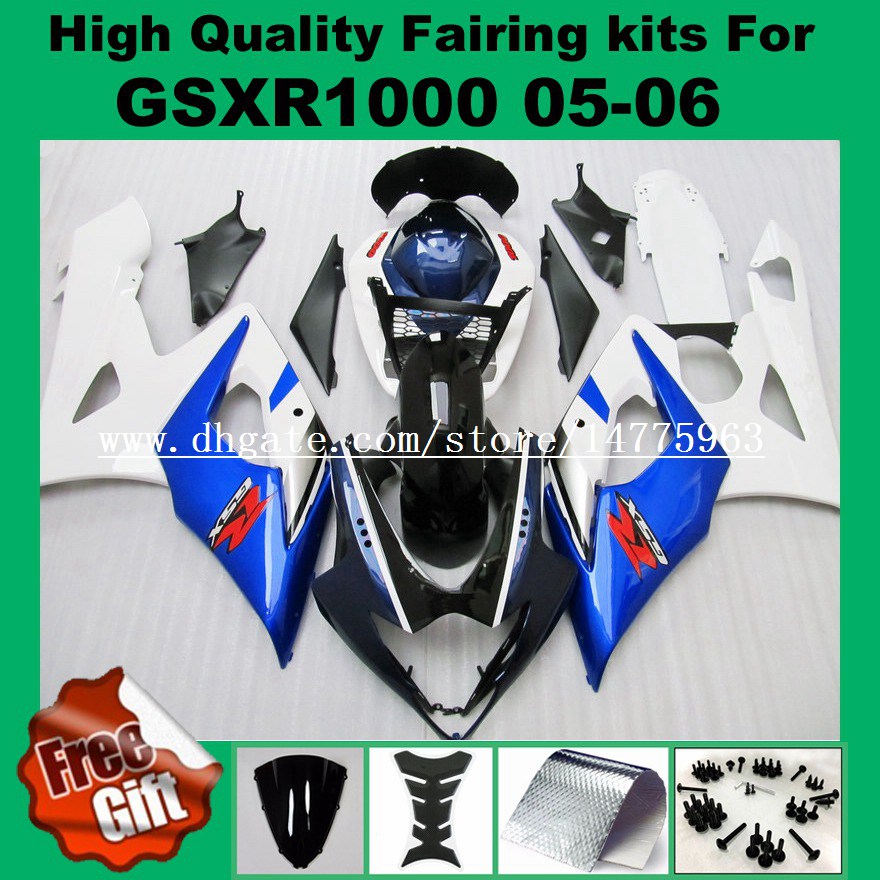 

Injection fairing kit for SUZUKI GSXR1000 2005 2006 GSX-R1000 05 06 Fairings kit GSXR 1000 2005 2006 K5 K6 white blue ABS bodywork, As picture show