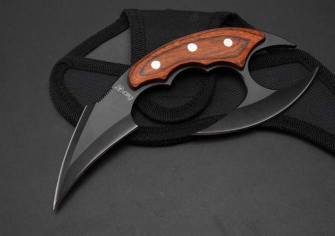 

2018 new knife Fury7 claw knife hunting kniife puching Knives EDC knife 440blade wood handle nylon sheath