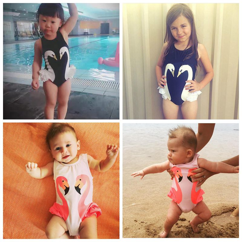ONES Toddler Baby Kid Girls Sleeveless Swan Piece Bikini Beach Bathing Suit Monokini
