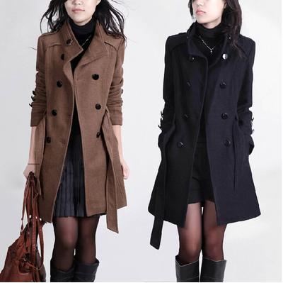 2017 New Women Trench Woolen Coat Winter Slim Double Breasted Overcoat Winter Coats Long Outerwear for Women