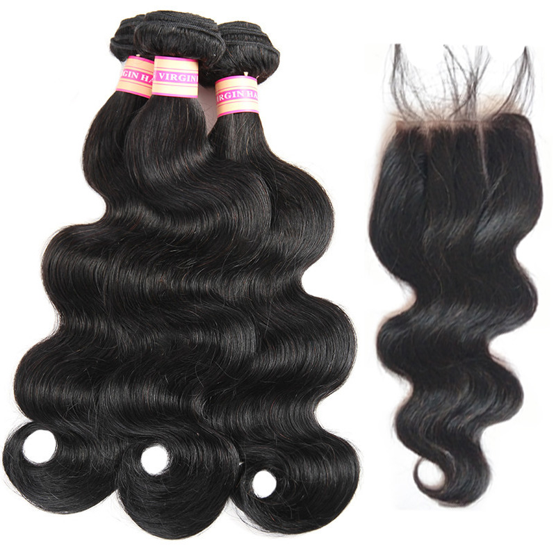 

Malaysian Virgin Human Hair Weave 3 4 Bundles With Closure Malaysian Body Wave Hair Weaves Human Hair Lace Closure, Mongolian hair