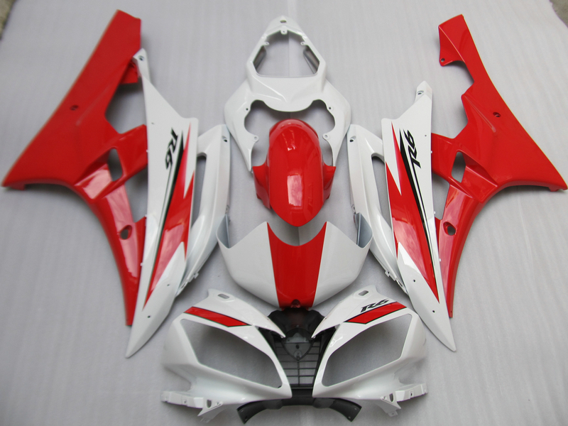 

Injection mold fairing kit for Yamaha YZF R6 2006 2007 white red fairings set YZFR6 06 07 OT03, Multi-color