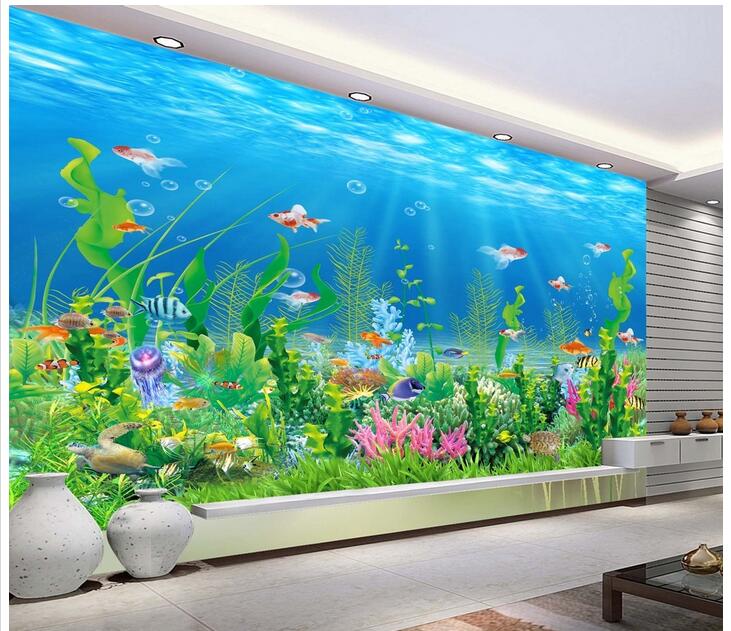 

3d wallpaper custom photo Non-woven mural Marine Coral Fish Sea Museum room decor painting picture 3d wall muals wall paper for walls 3 d, Pictures show