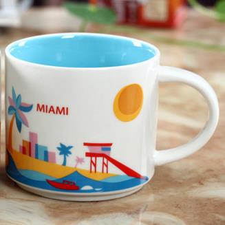 

14oz Capacity Ceramic Starbucks City Mug American Cities Best Coffee Mug Cup with Original Box Miami City, Various