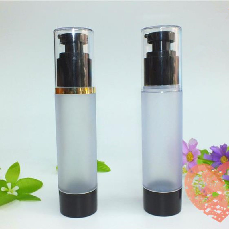 

50ml vacuum black bottle with black pump lid cosmetic lotion airless bottle with black pump fast shipping F20171890