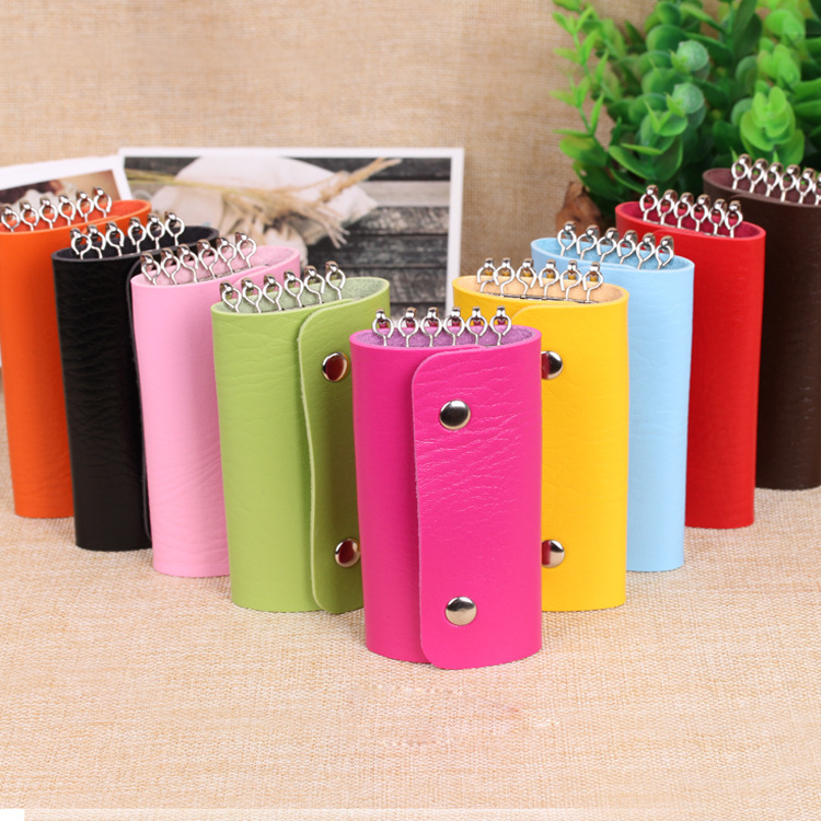 

Fashion New Keys Holder Bag Wholesale Promotion Quality Pu Leather Solid Color Buckle Key Wallets For Men Women Free Shipping, Blue