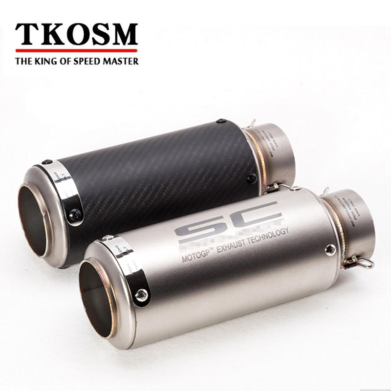 

TKOSM 60MM 51MM SC Motorcycle Exhaust Pipe Scooter Laser Modified Carborn Firber SC Muffler pipe For KAWASAKI ZX6R R6 Z1000 K6 K7 K8