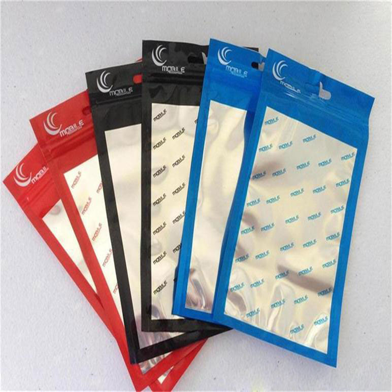 

1000pcs Clear + aluminum Letter twill stripe packing bag oPP Plastic Poly package bag For Smart Phone,Mobile phone,Android phone case Cables