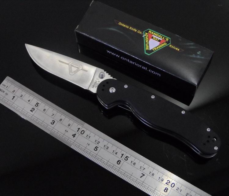 

Free Shipping,Ontario RAT Model 1 camping knife Outdoor Adventure And Folding Knife AUS-8 Blade G10 Handle