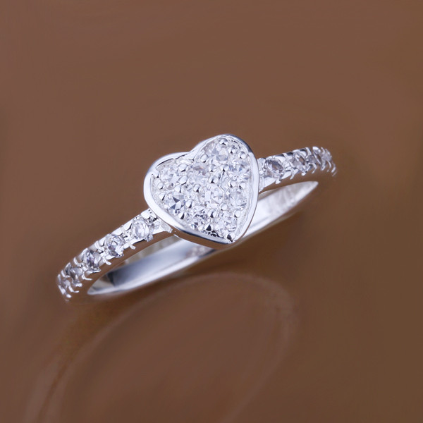 Livraison gratuite bague de bijoux en argent sterling coeur unique en pierre incrustée SR161, toute nouvelle pierre précieuse blanche bagues en a
