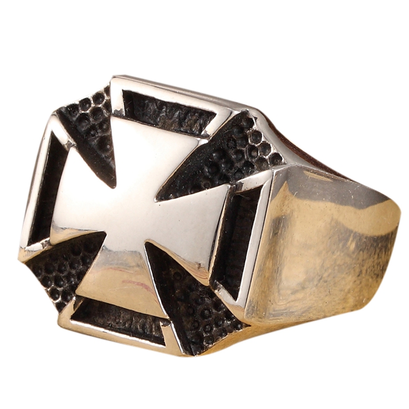 Cruz de hierro anillo de acero inoxidable banda anillo Iron Cross punk rocker Biker