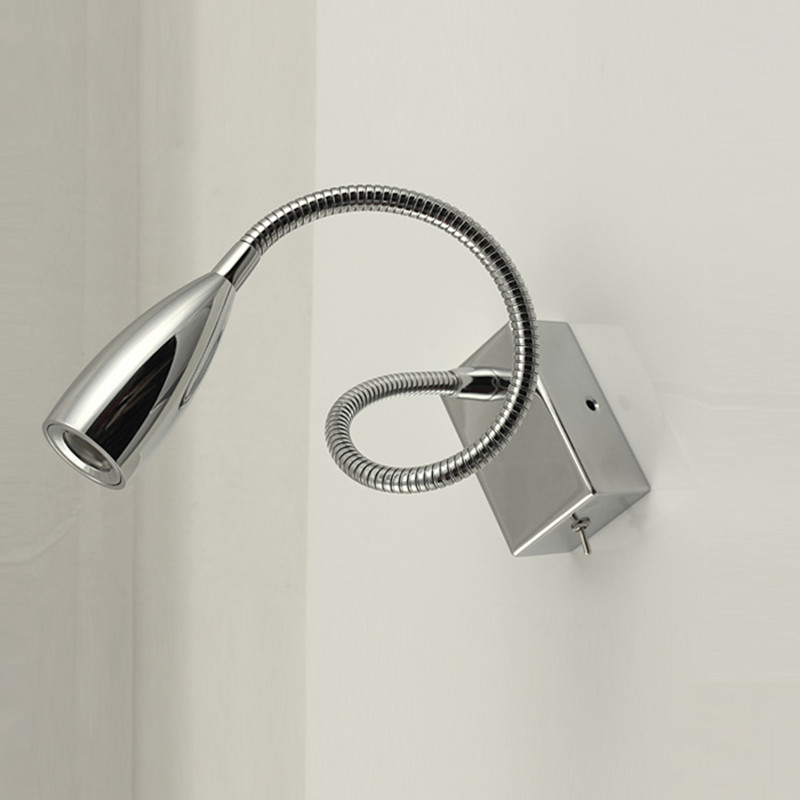 

Topoch Swivel Reading Lights Hard Wired Chrome Finish on/off Switch LED 3W AC100-240V Directional Lighting Narrow Beam Easy Hook Up