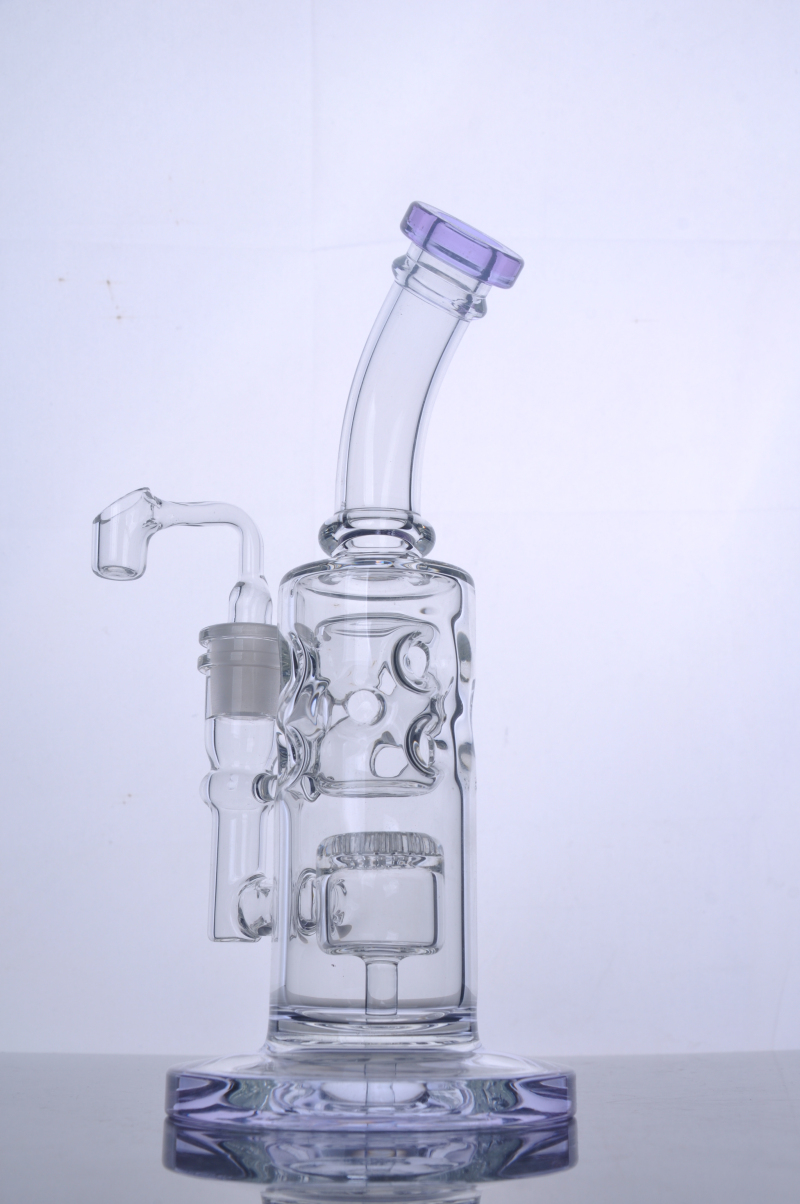 

Purple Glass bong fab egg glass water pipe with showerhead perc oil rig with 14 mm female joint