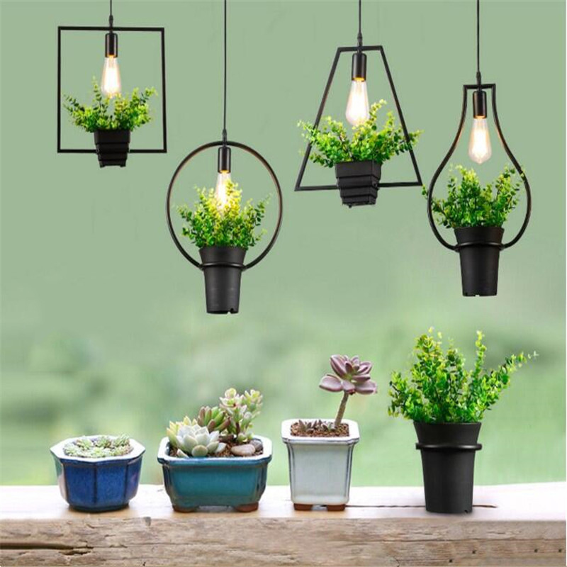 Newest Vintage Industrial Plant pendant Lamp Iron Plant Creative Potted chandelier For Restaurant Bar Cafe Living Room-image-401381089