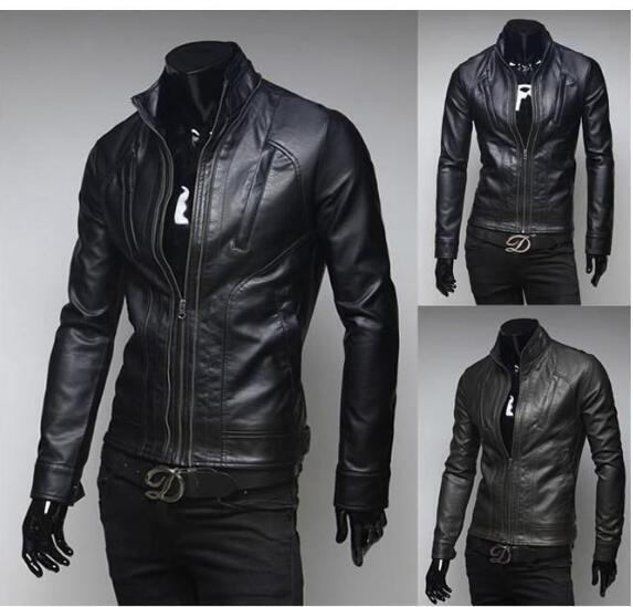 

Fall-Mens Leather Jackets And Coats Biker Motorcycle Jacket Lether Men Deri Ceket Vest Veste Cuir Homme Jaqueta Masculina Down-Jacket, Brown