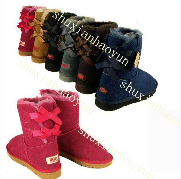 

New Fashion Australia classic tall winter boots real leather Bowknot women's snow boots shoes 32, Chocolate