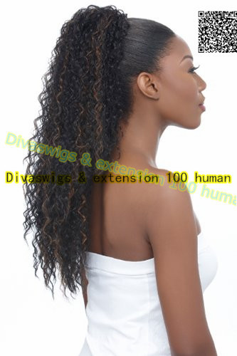 

dora 18"arfo kinky curly ponytail human extension Wrap Around drawstring Ponytail Human Hair extensions for Women