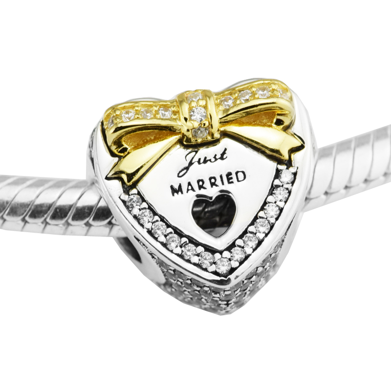 Sterling-Silver-Jewelry Beads For jewelry Making DIY Fit Pandora Bracelets BeRlOqUe Wedding Heart 14K Gold Charms Perlas KraLen-image-397913991