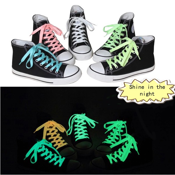 

100Pcs Brand New Luminous Glow In The Dark Shoelace Flat Athletic Sport Boots Shoe Laces Strings 50Pairs Free Shipping