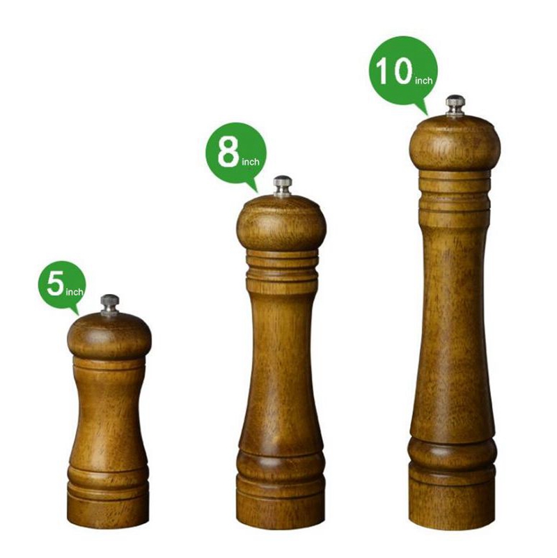 

5/8/10 inch Oak Wooden Pepper Spice Salt Corn Mill Grinder Shaker Muller DIY Cooking Tools Vintage Grinding Kitchen Accessories Tools