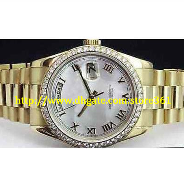 

store361 new arrive watch 18kt Gold 36mm President MOP Roman DIAMOND Bezel 118238