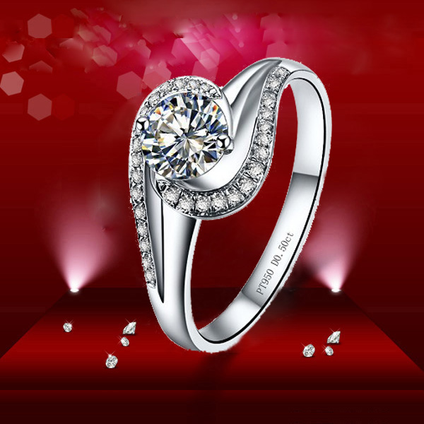 

ForeverBeauty 0.5CT Love Design Diamond Ring With Solid 925 Sterling Silver Plated Platinum Women Wedding Engagement Rings