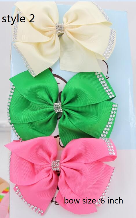 

9style available ! JOJO SIWA 20 pcs/ Girl's PomPoms/Rhinestones 6inch Mint Green Double Bow Hair Bow w Clip (new ) hair accessories, Multi-color