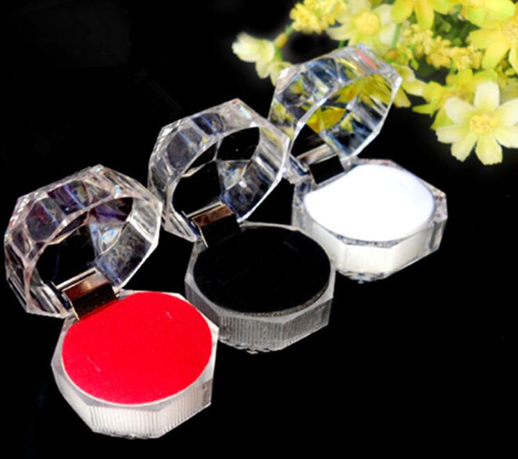 Wholesale 5pcs Lots Plastic Crystal Jewelry Ring Display Storage Boxes 3color 
