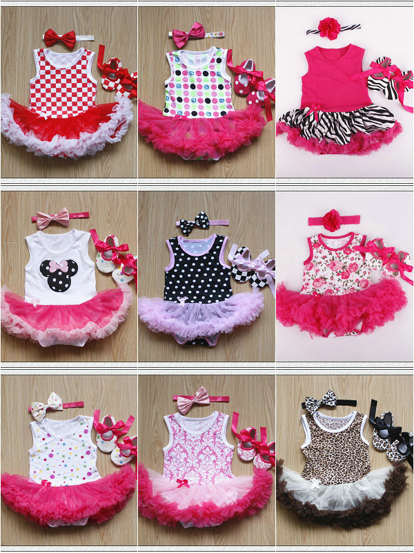 

12 Styles Baby Girls TUTU Skirts Rompers 3 pieces Set(headband+Romper+Shoes)Infant Toddle Baby Ruffle Jumpsuit Onesies kids clothes Clothing