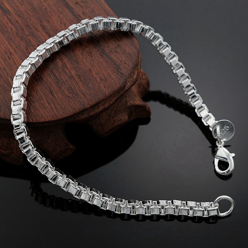 

2018 hot sale XMAS wholesale fashion 925 sterling silver jewelry Box Chain bracelet ,New fine 925 silver charm chain bracelet for women H172, Black