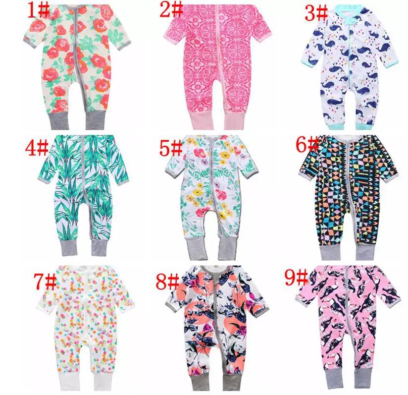 

Hot Sale Newborn Kids Baby Boy Girl Infant Flower Zipper Long Sleeve Romper Jumpsuit Autumn Clothes Outfit Set, As pictures