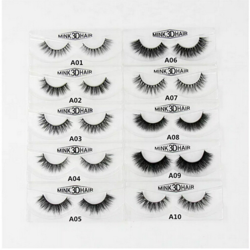 

3D Mink Eyelashes Natural Extension Long Cross Thick Mink Lashes Handmade Eye Lashes A01-A19 (blank box available