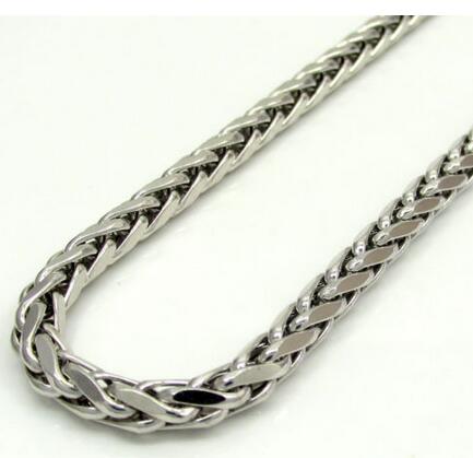 

16-30" 4mm 14k White Gold Franco Wheat Italy Spider Chain Necklace Mens, Silver