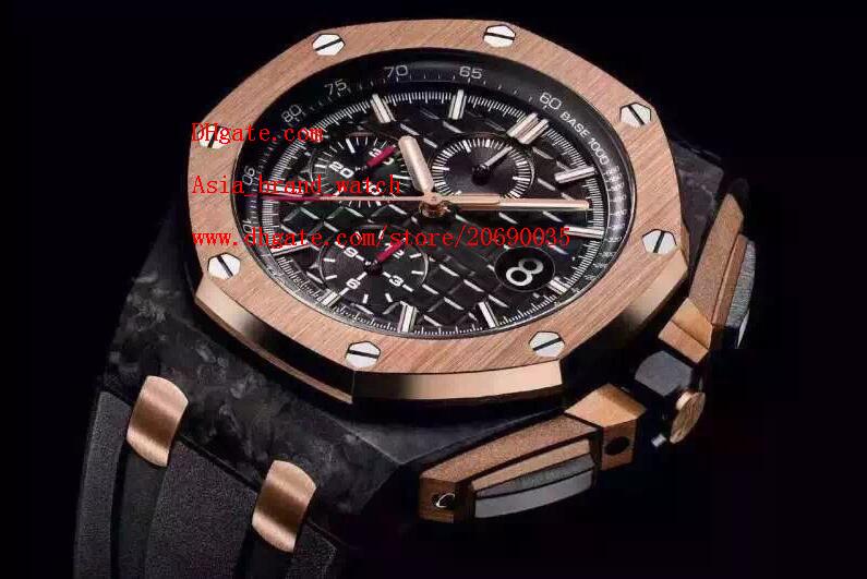Livraison Gratuite Top qualité De Luxe Nouveau Quartz Chronographe Cadran Noir Cadran Noir Ceinture En Caoutchouc Or Rose Montre De Sport Pour Ho