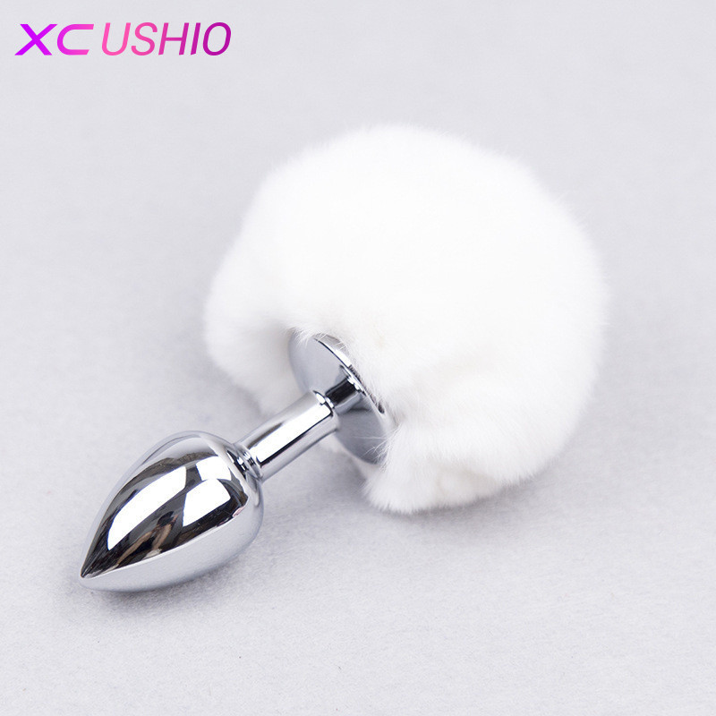 

7 Color Small Size Metal Rabbit Tail Anal Plug Stainless Steel Bunny Tail Butt Plug Anal Sex Toys for Women Adult Sex Products 0701