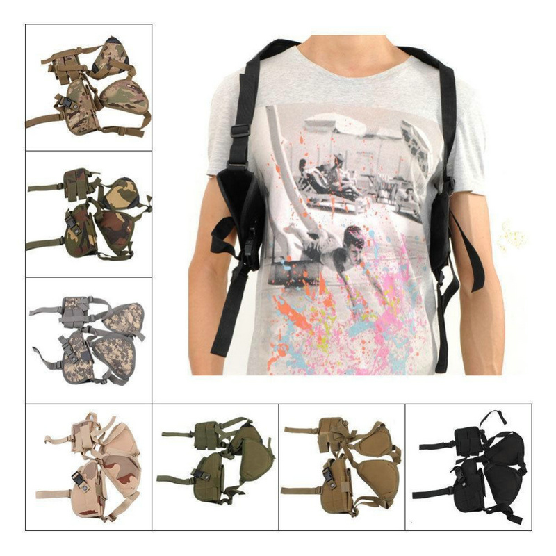 

Tactical Universal Shoulder Holster Adjustable Nylon Made Durable Hand Gun Holster with Double Magazine Mag Pouch Police Shoulder Holster