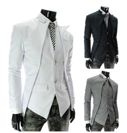 Wed Blazer Men Asymmetric Design Free Shipping Long Sleeve Turn Down Collar Single Breasted Fashion Slim Fit For Men Dress Blazer