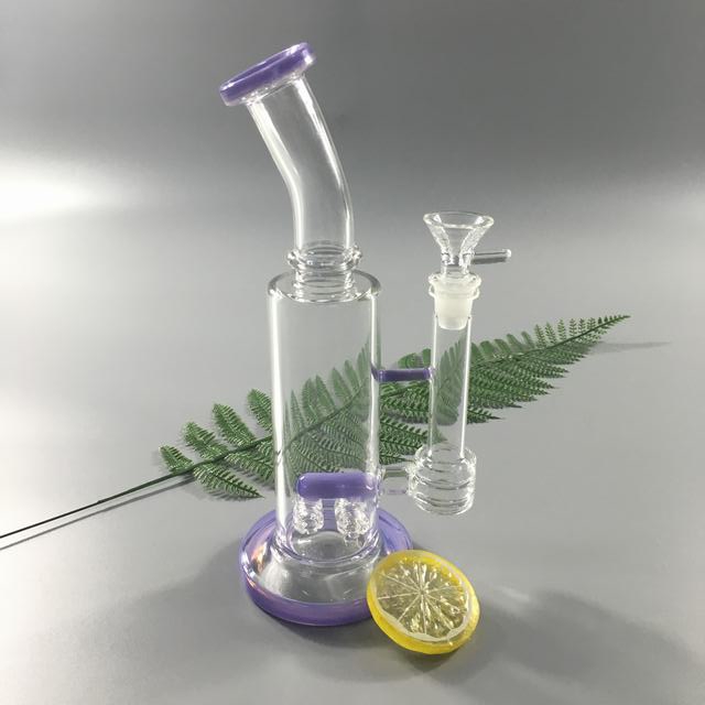 Bubbler glass hookah with two 14 mm female connectors 10 inches high (FC-056)-image-403078172