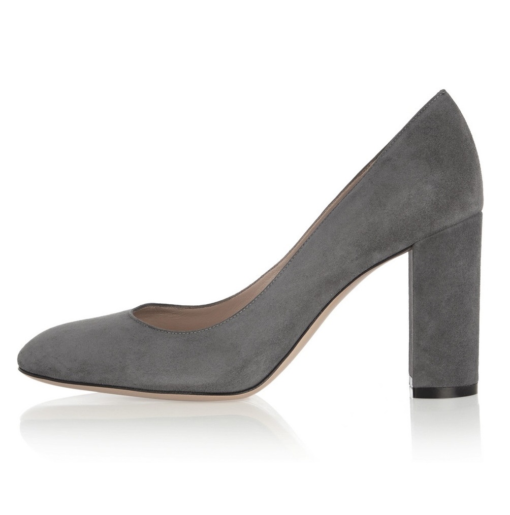 dark gray block heels