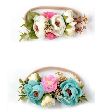 

Flower baby headbands Korean Fashion Floral Children Hair Band Kids Accessories outique Hair Bows Newborn Photo Props C2379, Leave a message for choose color