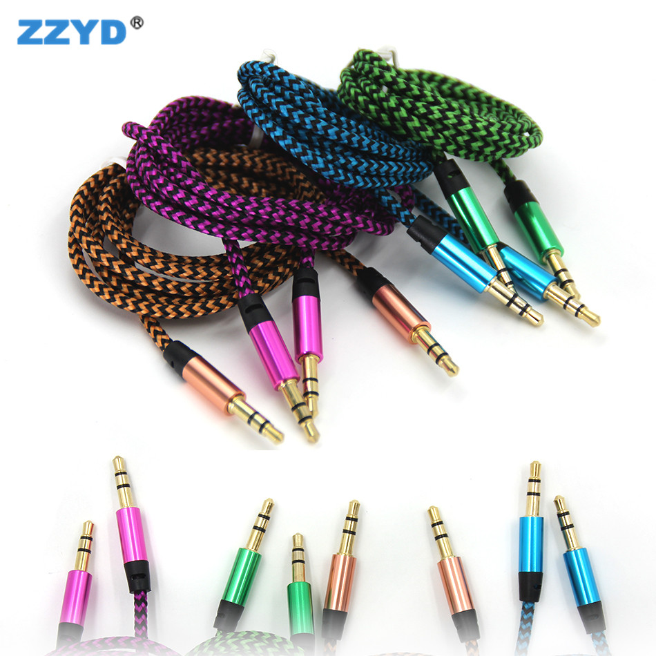 

ZZYD 1M 3ft 3.5mm AUX Audio Cables Metal Aluminium Stereo Car Extension Audio Cable For Samsung S8 Any Smart phone