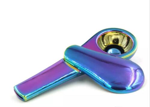 

Scoop Shape Rainbow Smoking Pipe Metal Smoking Pipe Zinc Alloy 95mm Length 24mm Diameter Tobacco Pipe Cigarette Smoking Pipes