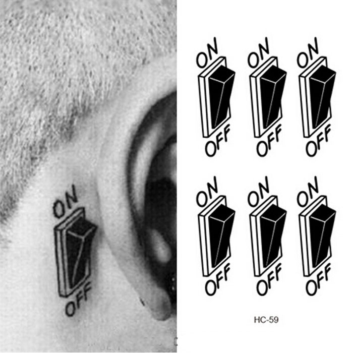 

3D Switch Button Design Temporary Tattoo Sticker Waterproof Fake Tattoo Sticker Men Women Ears Personalized Stereoscopic HC1059
