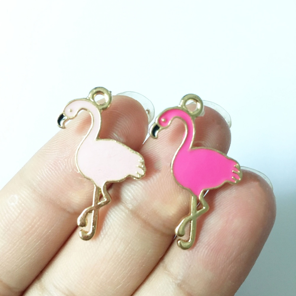 23x13mm 10pcs silver toned flamingo charms size