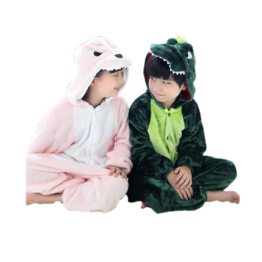 

cute kids one-piece pajamas cartoon dragon/dinosaur thick sleepwear for 3-10yrs chilren boys girls onesie pajamas night clothes, Blue;red
