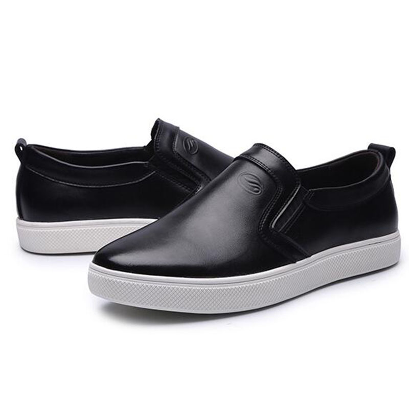 

Hot Sale Men Fashion Genuine Leather Shoes EU Style Flats Sapatos Male Big Size Dress Shoes Men Oxfords Shoes Loafers, Black