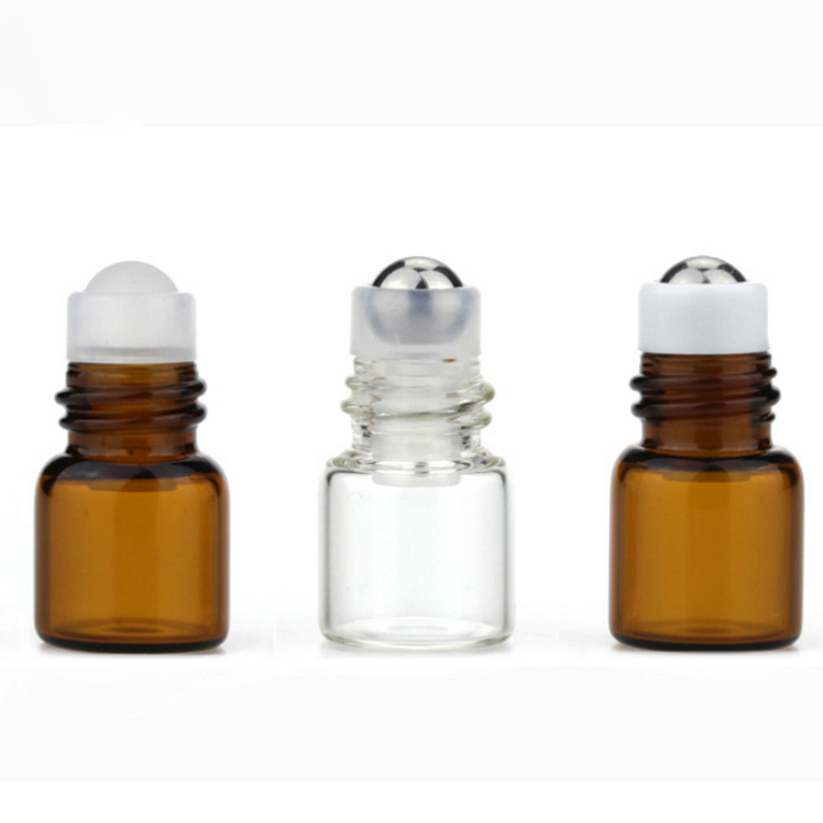 

Free-DHL 1000Pcs 1ml (1/4 dram) Amber Clear Glass Essential Oil Roller Bottles 1CC Small Glass Sample Tubes Bottle with Black Lid SS Ball
