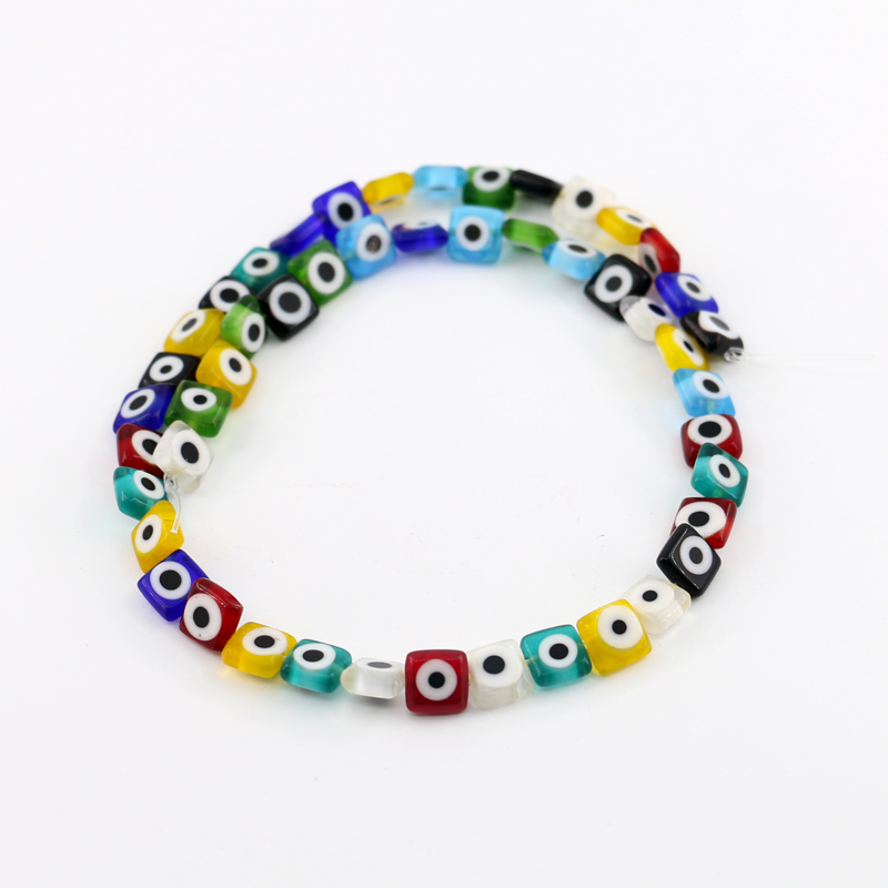 

Mixed Color Square Evil Eye beads, Turkish Flat Evil Eye Beads For Jewelry, Lampwork Glass Bead 8mm/10mm/12mm