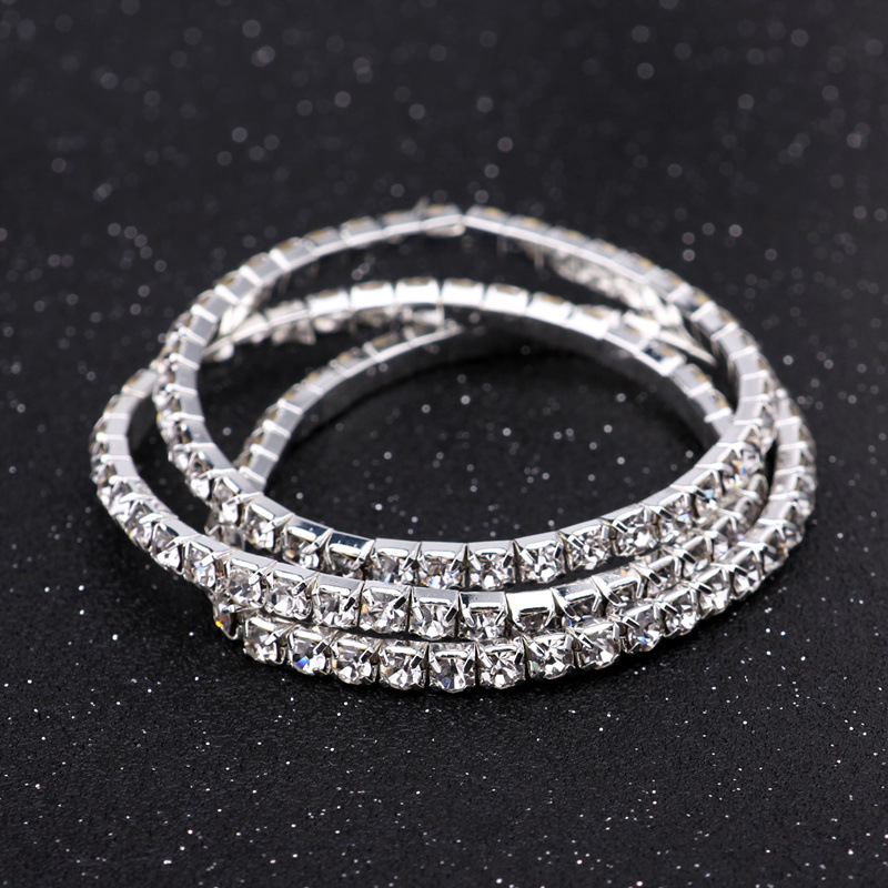 

3.6mm 1 Row Rhinestone Crystal Bracelets Stretch Cuffs Bracelet Bangle For Women Wedding Jewelry Valentine's Gifts Accessories 16 Colors